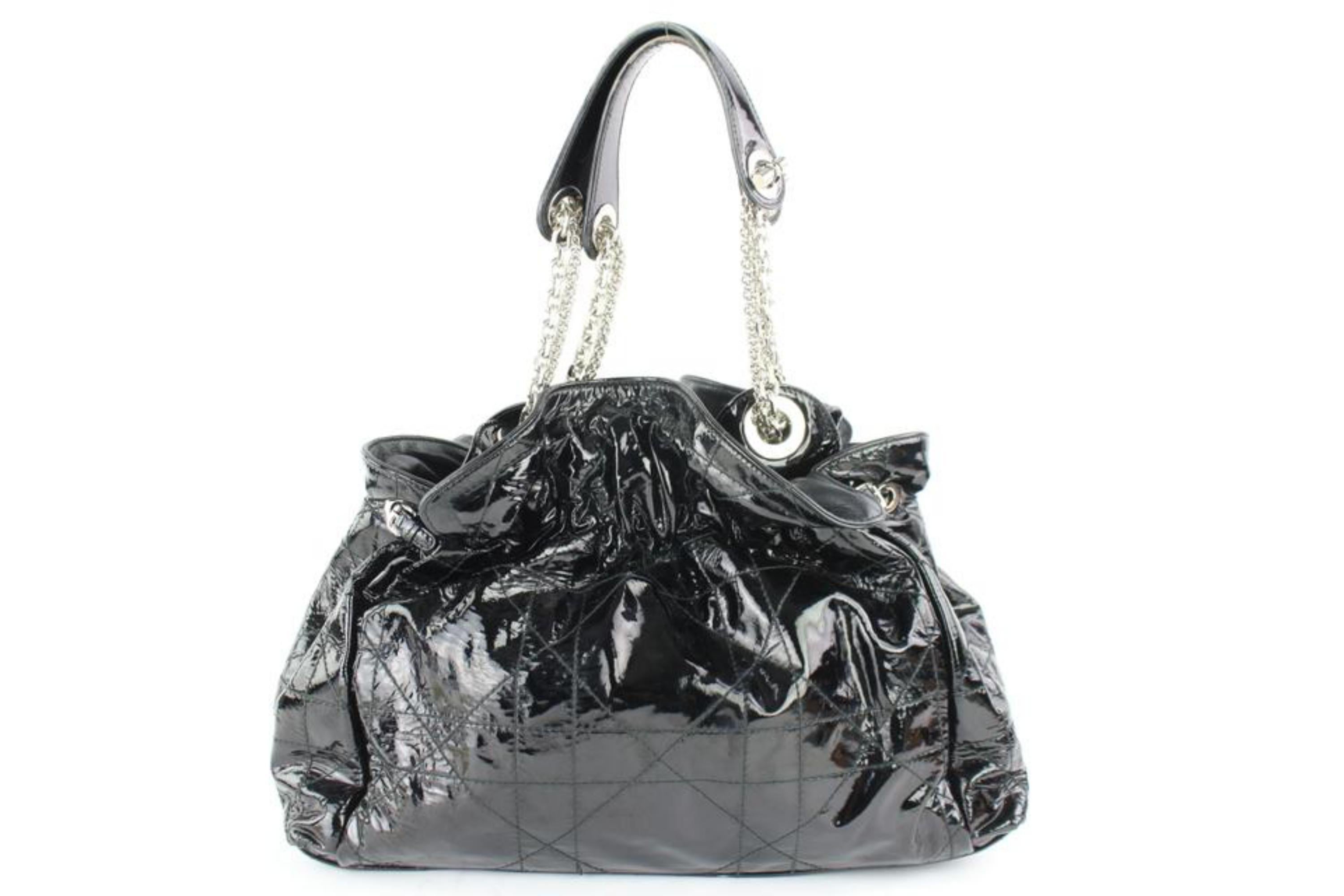 Dior Hobo Cannage Quilted Le Trente  10cdz0116 Black Patent Leather Shoulder Bag For Sale 6