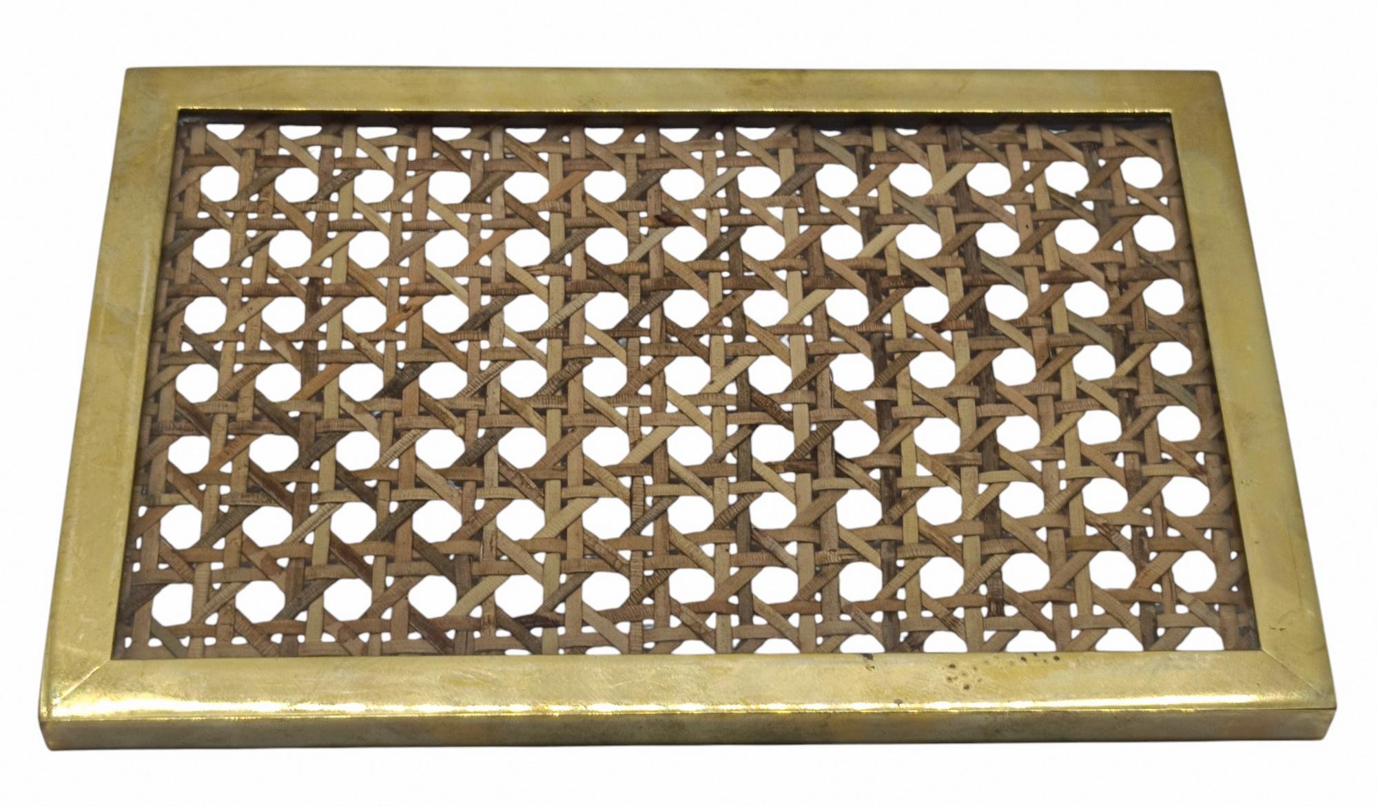 Dior Home Attribut. Scatola in Lucite, Ottone e Paglia di Vienna, Italien 1970er Jahre im Zustand „Gut“ im Angebot in Naples, IT