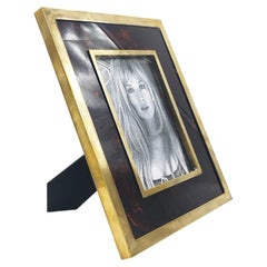 Dior Home Style Brass and Tortoise Lucite Photo Frame, Italy 1970s
