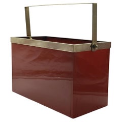 Dior Home Style Portariviste o Portabottiglie in Lucite Arancio e Ottone, 1970s