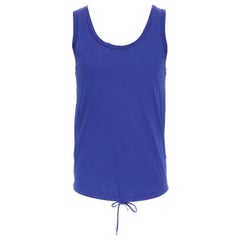 DIOR HOMME 100% cotton dark blue scoop neck drawstring tank top XS