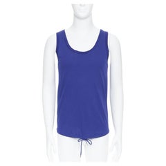 DIOR HOMME 100% cotton dark blue scoop neck drawstring tank top XS