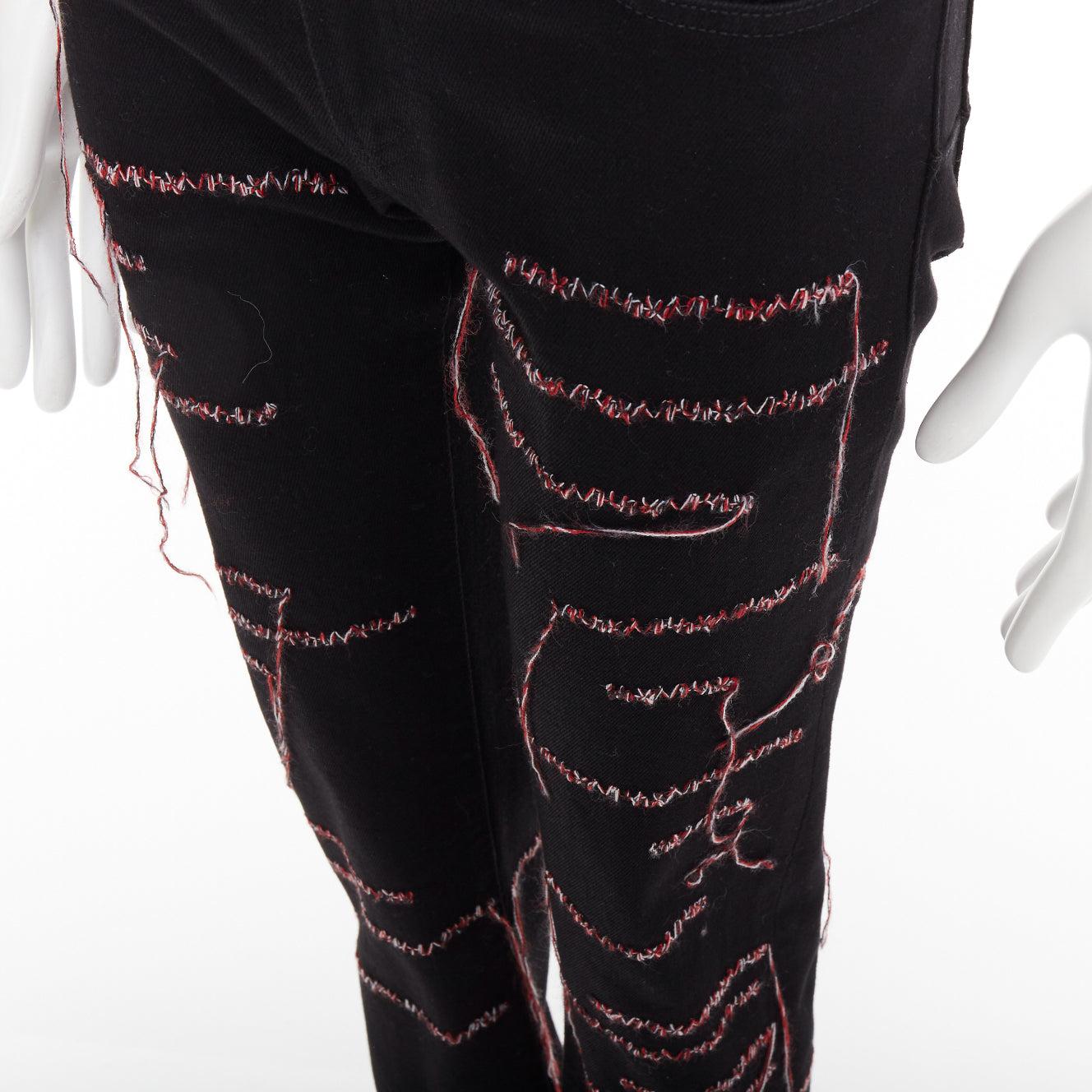 DIOR HOMME 2016 Runway noir rouge blanc stitch cropped jeans 30