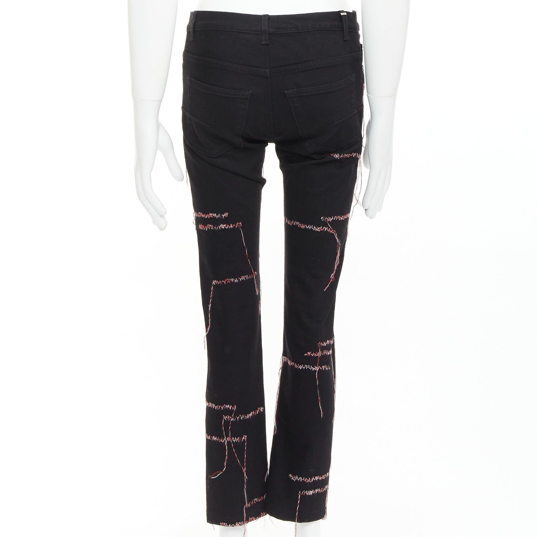DIOR HOMME 2016 Runway noir rouge blanc stitch cropped jeans 30