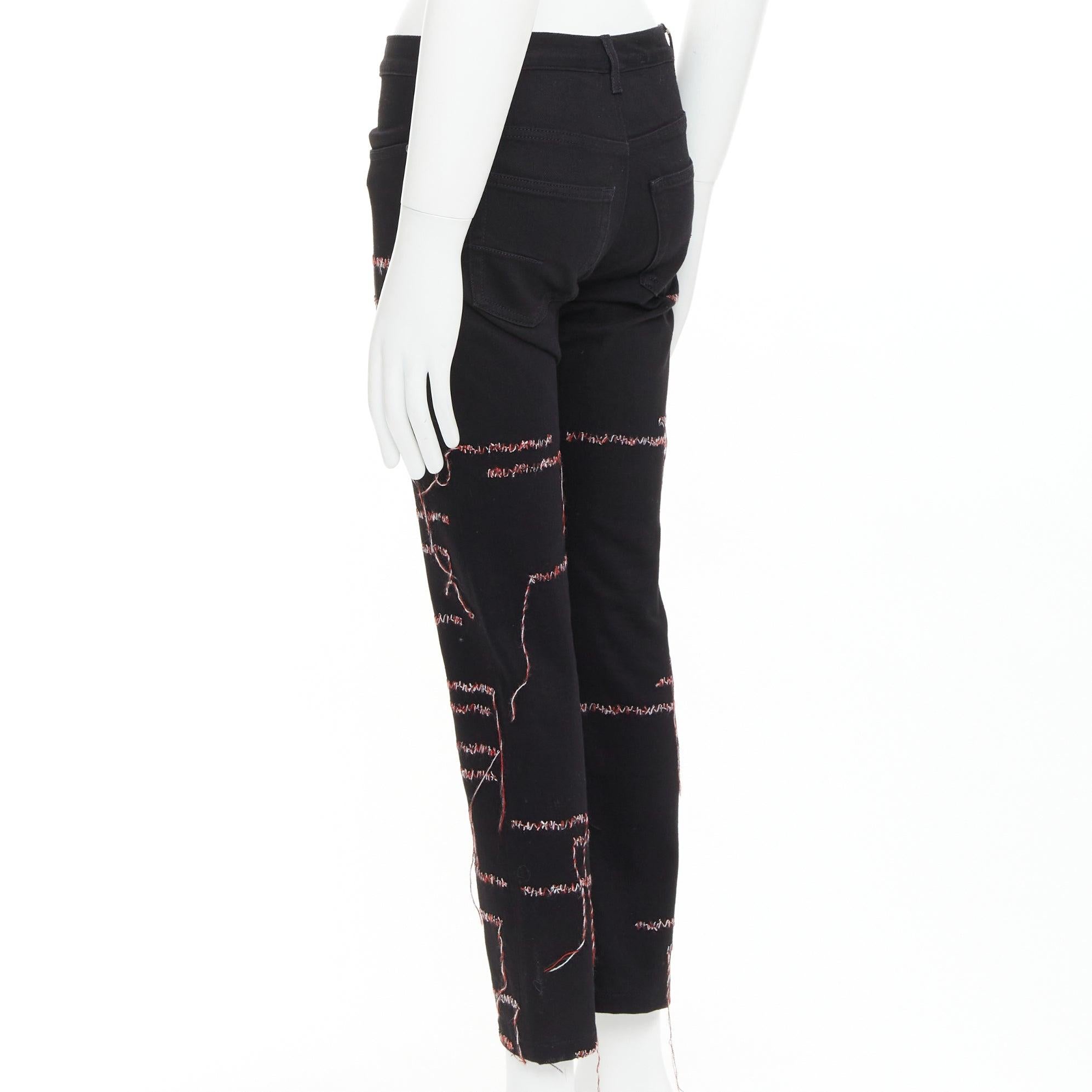 DIOR HOMME 2016 Runway noir rouge blanc stitch cropped jeans 30