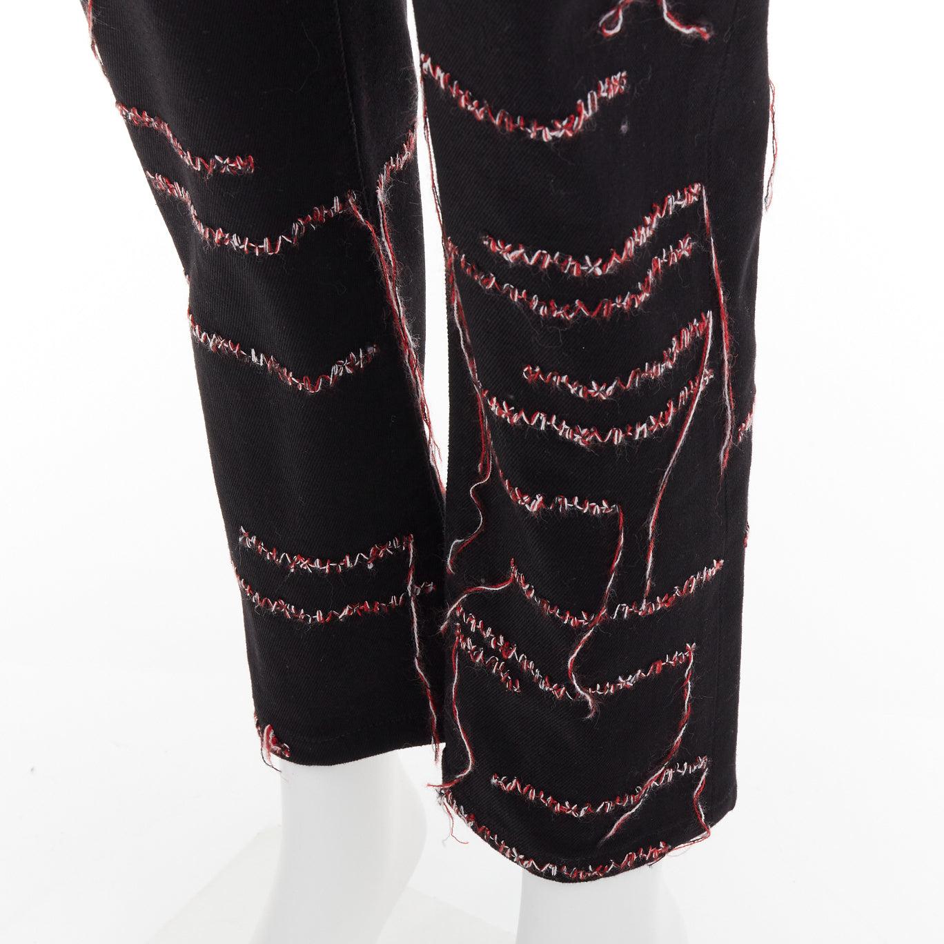 DIOR HOMME 2016 Runway noir rouge blanc stitch cropped jeans 30