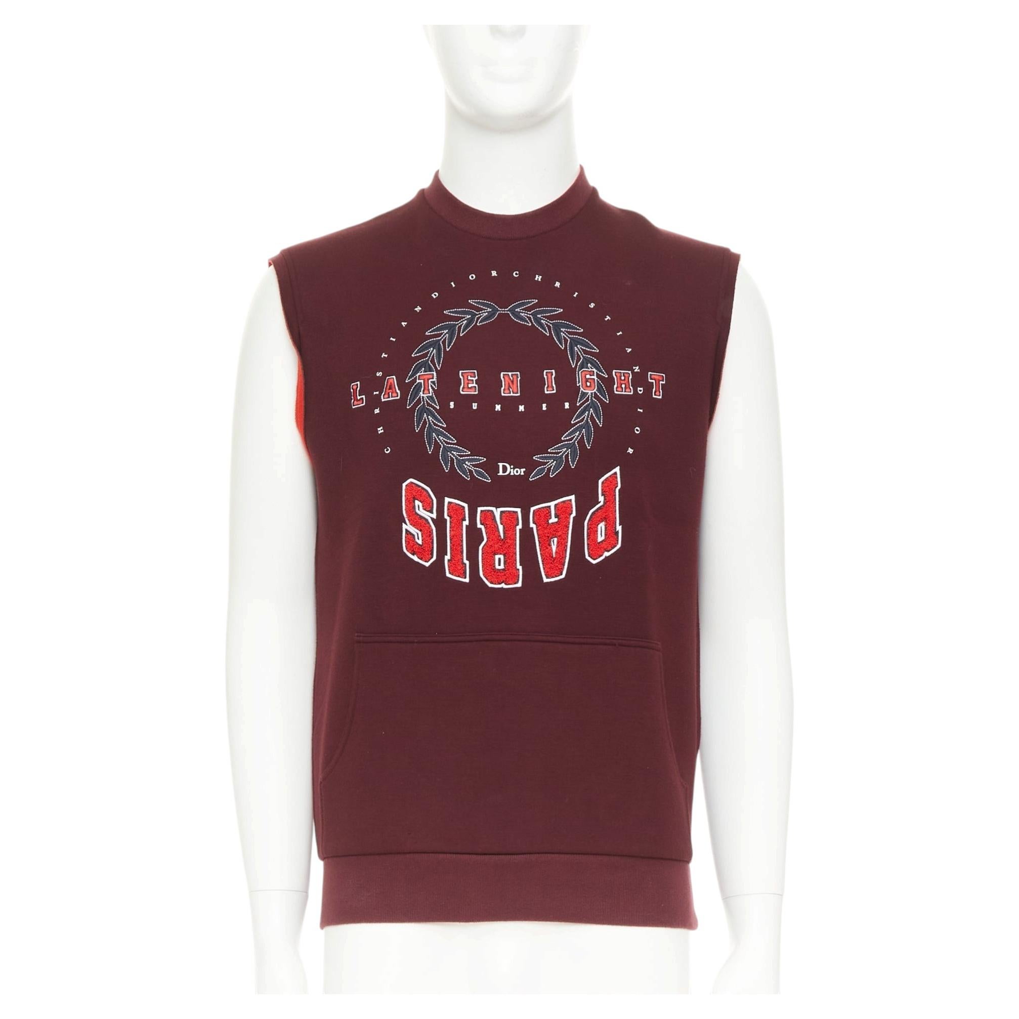 DIOR HOMME 2018 Late Night Paris logo sleeveless sweatshirt XS Ahn Hyo-Seop For Sale