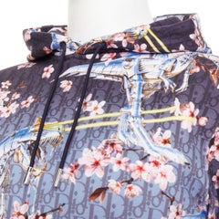 DIOR HOMME 2019 Hajime Sorayama blue blossom dinosaur robot oblique hoodie XS