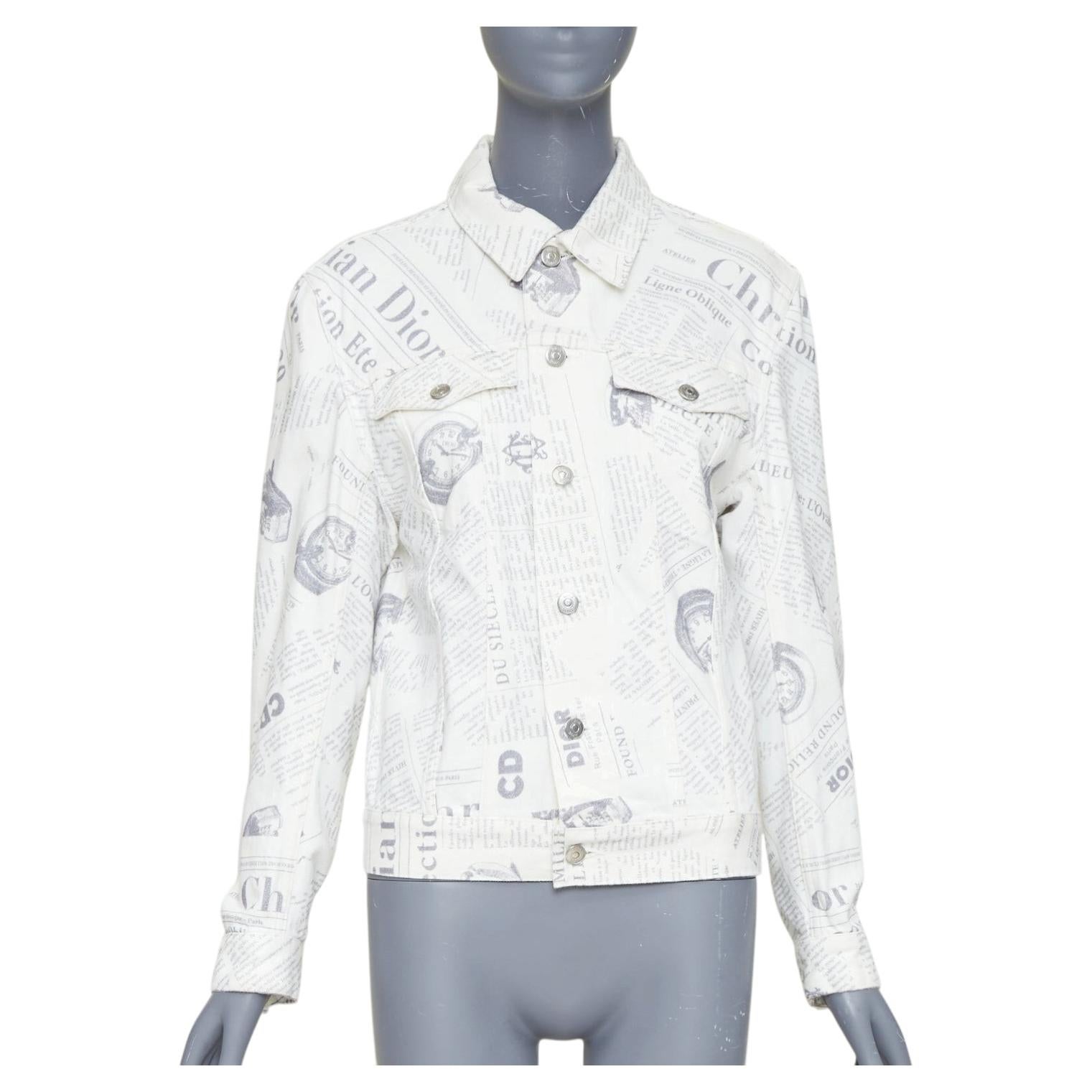 DIOR HOMME 2020 Daniel Arsham Runway newspaper print cotton denim jacket EU44 XS