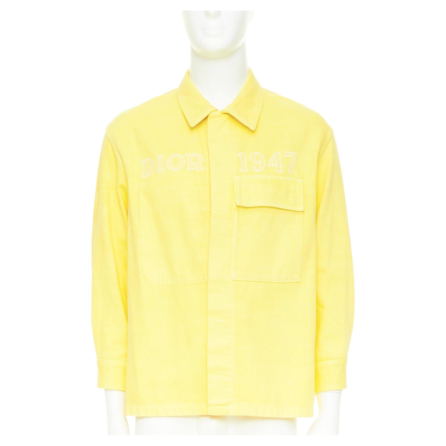 DIOR HOMME 2020 yellow 1947 logo embroidered cotton denim shirt jacket EU46 S