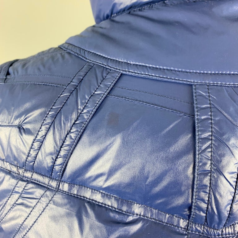 DIOR HOMME 38 Blue Zip Up Back Snaps Down Filled Puffer Jacket / Coat ...
