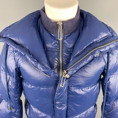 DIOR HOMME 38 Blue Zip Up Back Snaps Down Filled Puffer Jacket / Coat