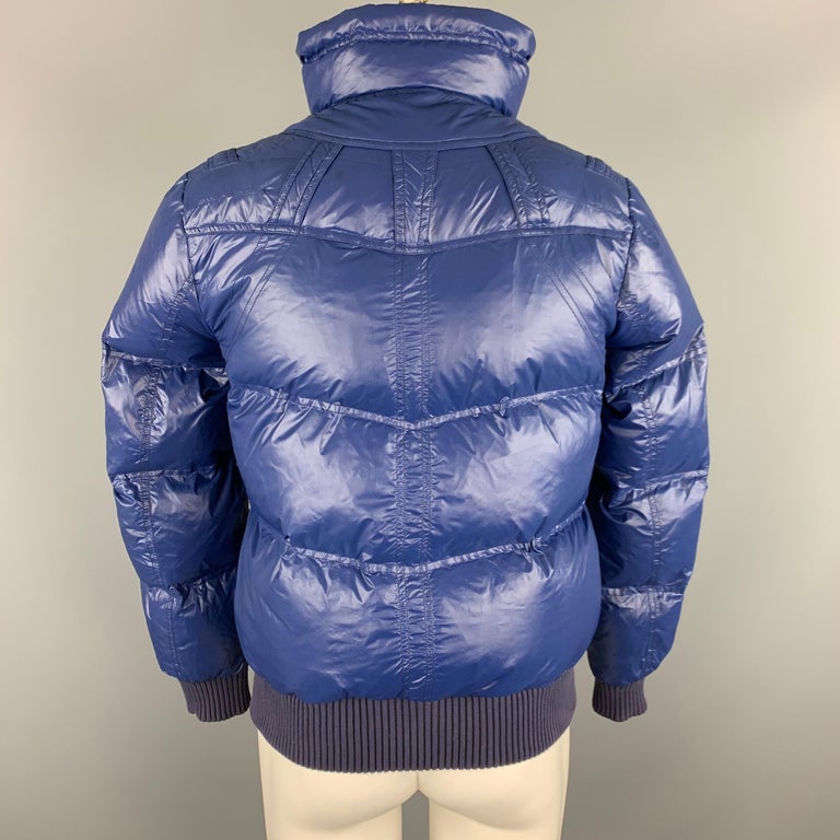 DIOR HOMME 38 Blue Zip Up Back Snaps Down Filled Puffer Jacket / Coat
