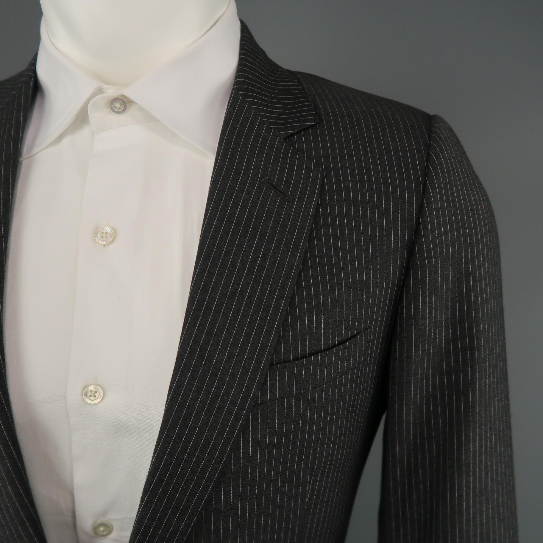 DIOR HOMME 38 Gray Striped Wool 32 28 Notch Lapel Suit In Excellent Condition In San Francisco, CA