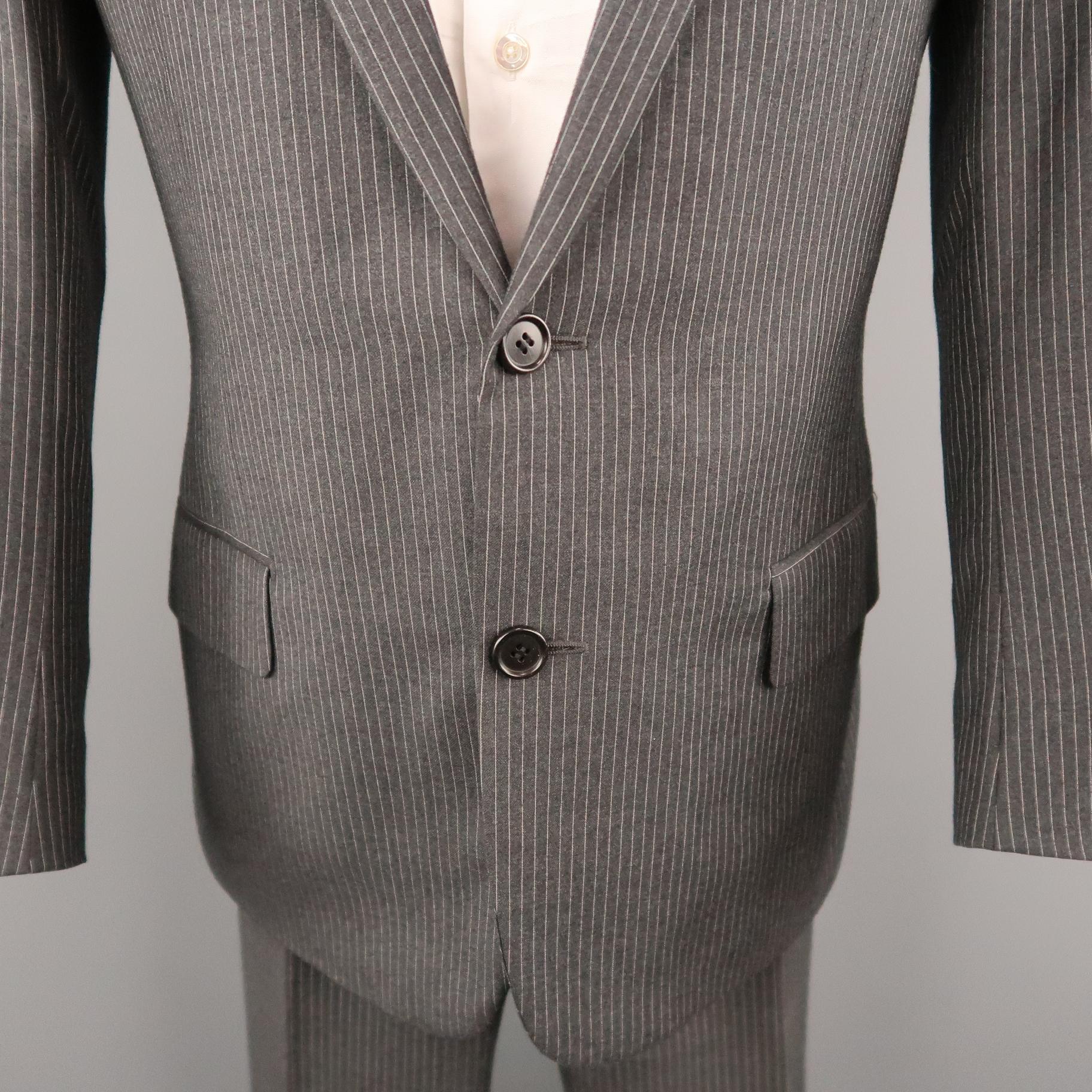 Men's DIOR HOMME 38 Gray Striped Wool 32 28 Notch Lapel Suit