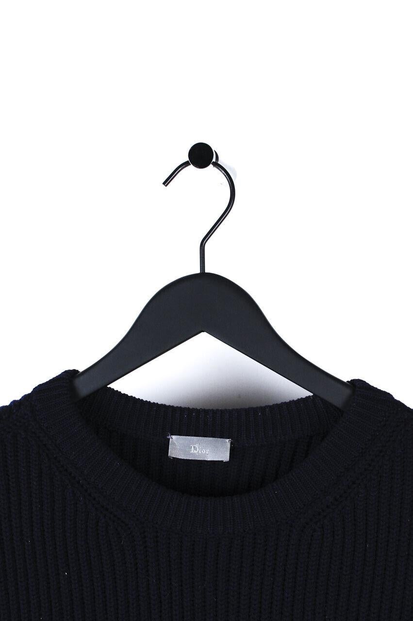 Item for sale is 100% genuine Dior Homme Sweater
Color: Dark Blue
(An actual color may a bit vary due to individual computer screen interpretation)
Material: 100% virgin wool
Tag size: S runs S/M
This sweater is great quality item. Rate 9 of 10,