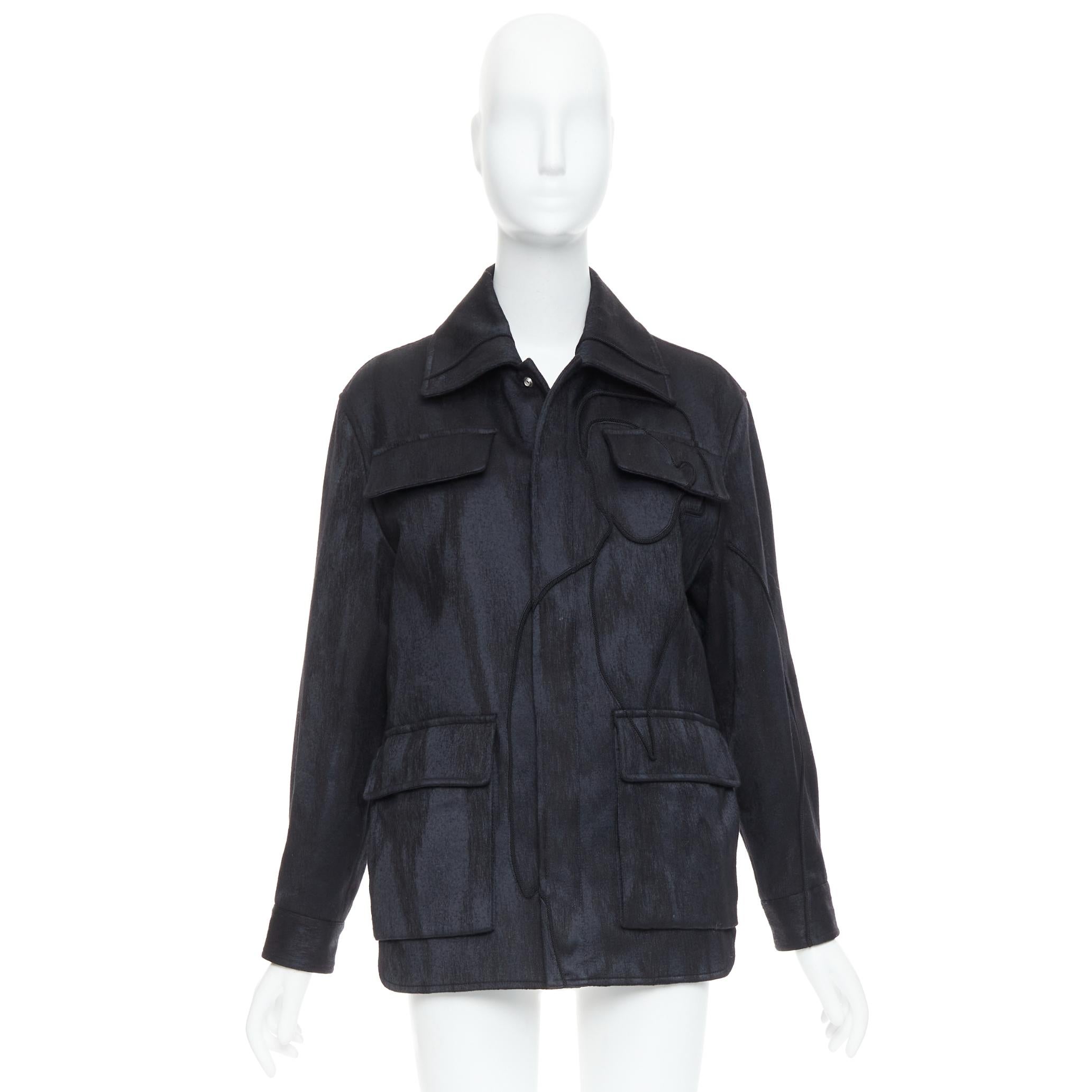 DIOR HOMME AMOAKO BOAFO apliques patchwork silueta chaqueta safari FR44 XS en venta 5