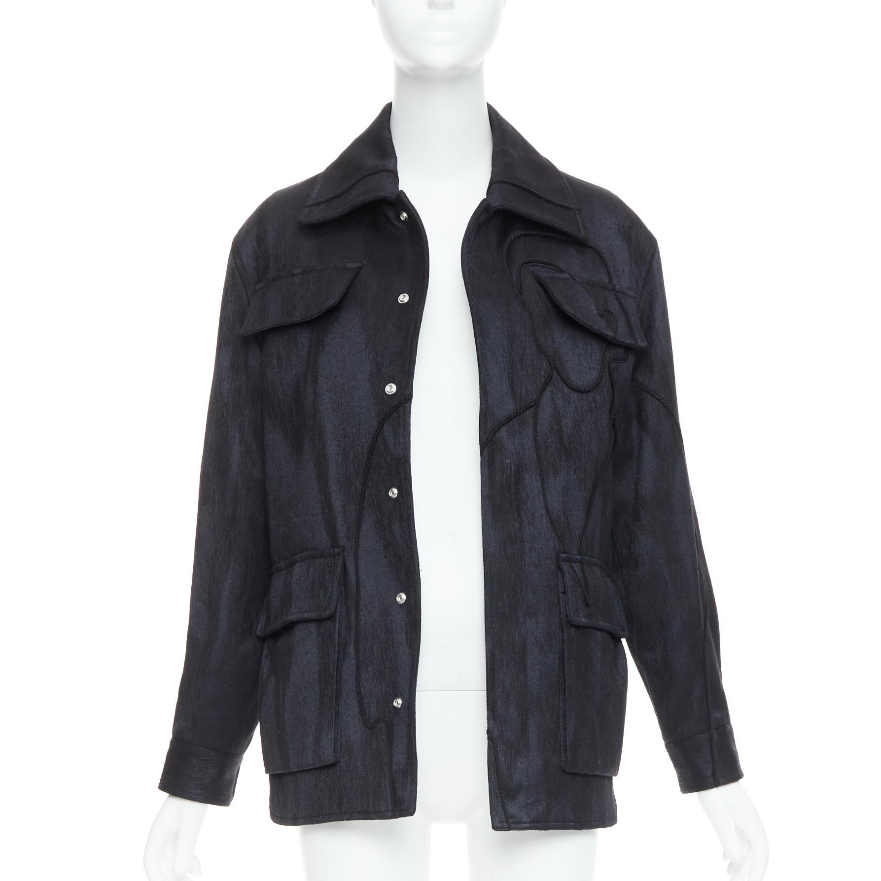 DIOR HOMME AMOAKO BOAFO apliques patchwork silueta chaqueta safari FR44 XS Negro en venta