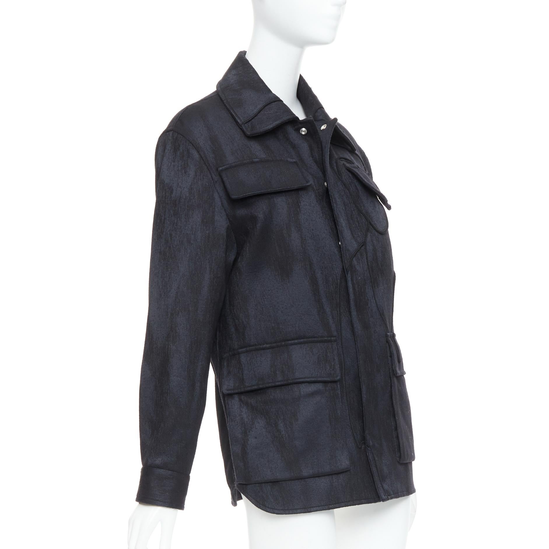 DIOR HOMME AMOAKO BOAFO apliques patchwork silueta chaqueta safari FR44 XS en Excelente estado para la venta en Hong Kong, NT