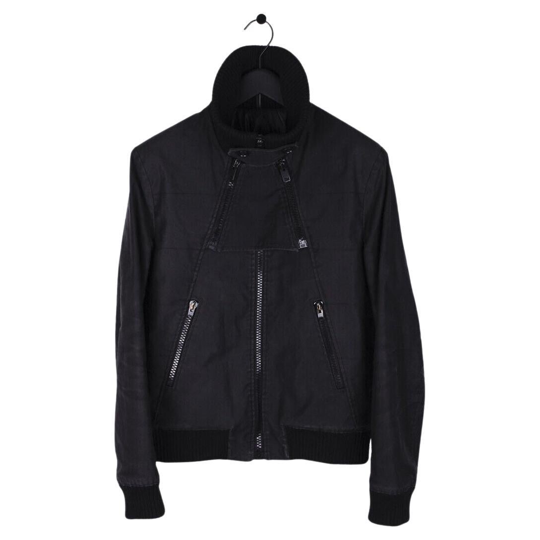 DIOR HOMME Size 38 Black Wool Leather Collar Notch Lapel Coat at 1stDibs