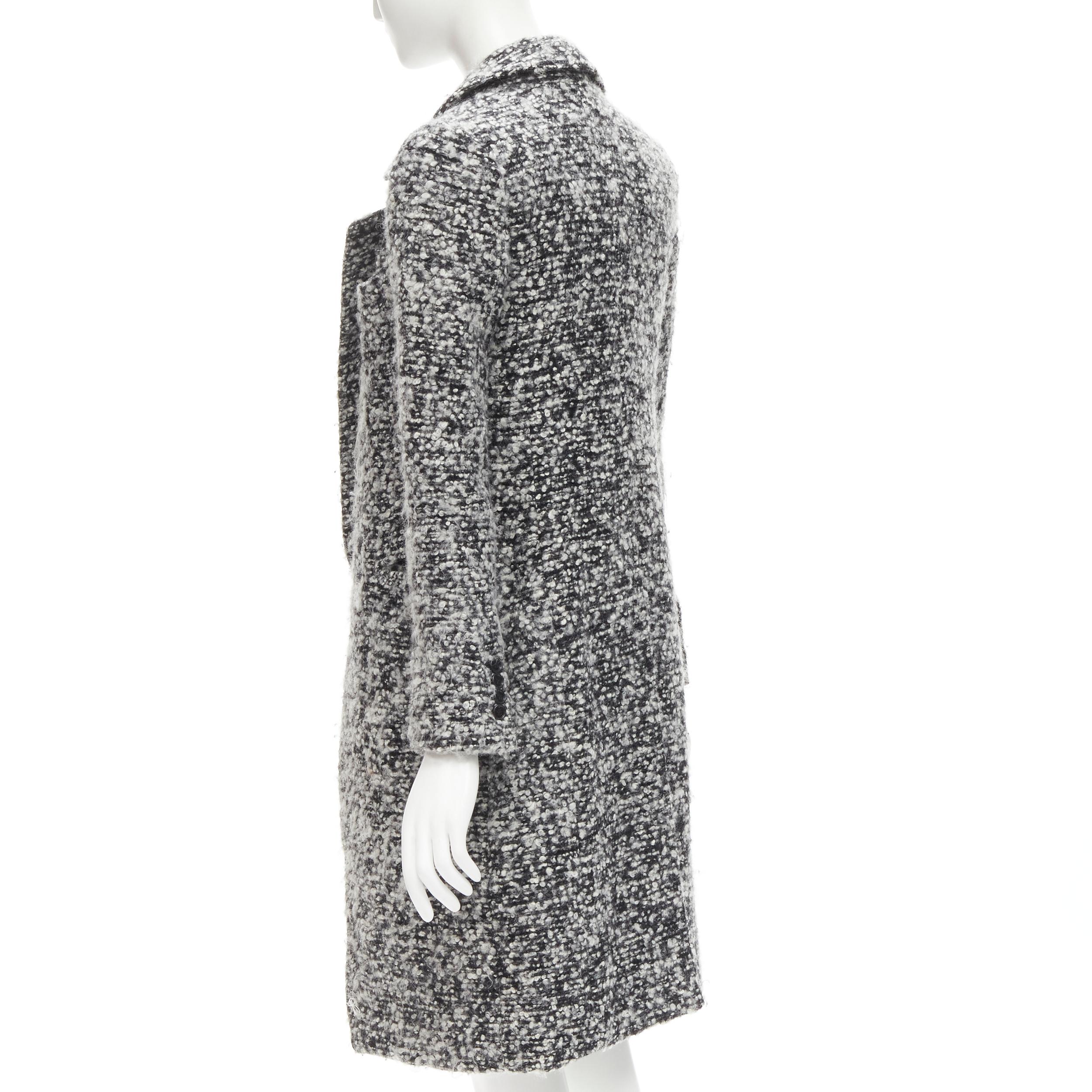 DIOR HOMME AW 2009 Hedi Slimane grey wool boucle coat XXS JP38 In Excellent Condition For Sale In Hong Kong, NT