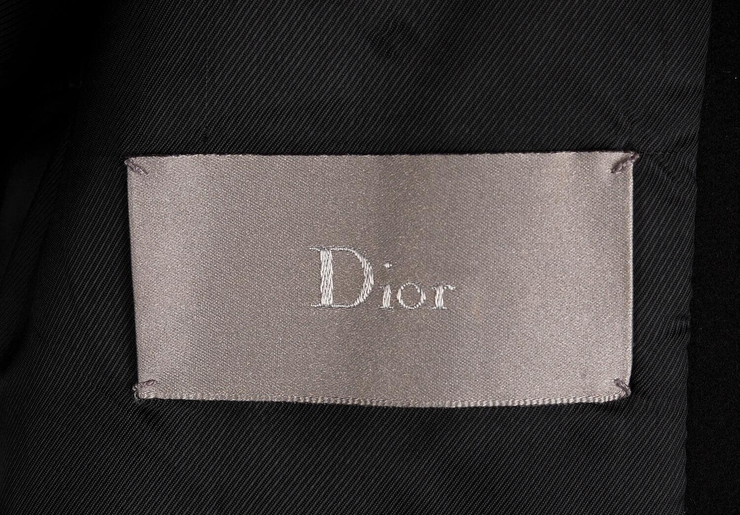 Black Dior Homme AW06 Wool Zipped Leather Details Men Aviator Bomber Jacket Size 50IT For Sale