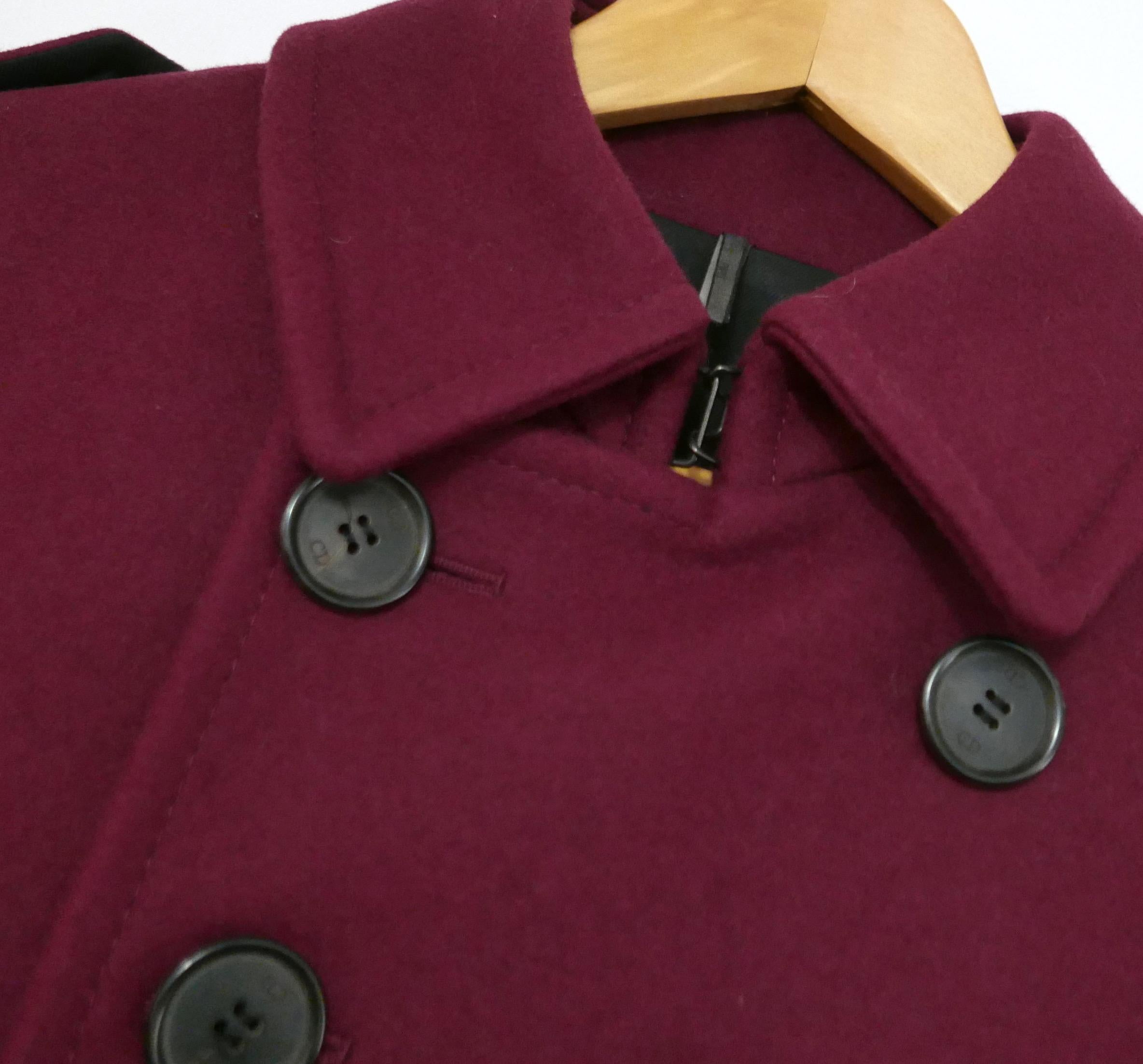Dior Homme AW13 Burgundy Heavy Wool Coat In New Condition For Sale In London, GB