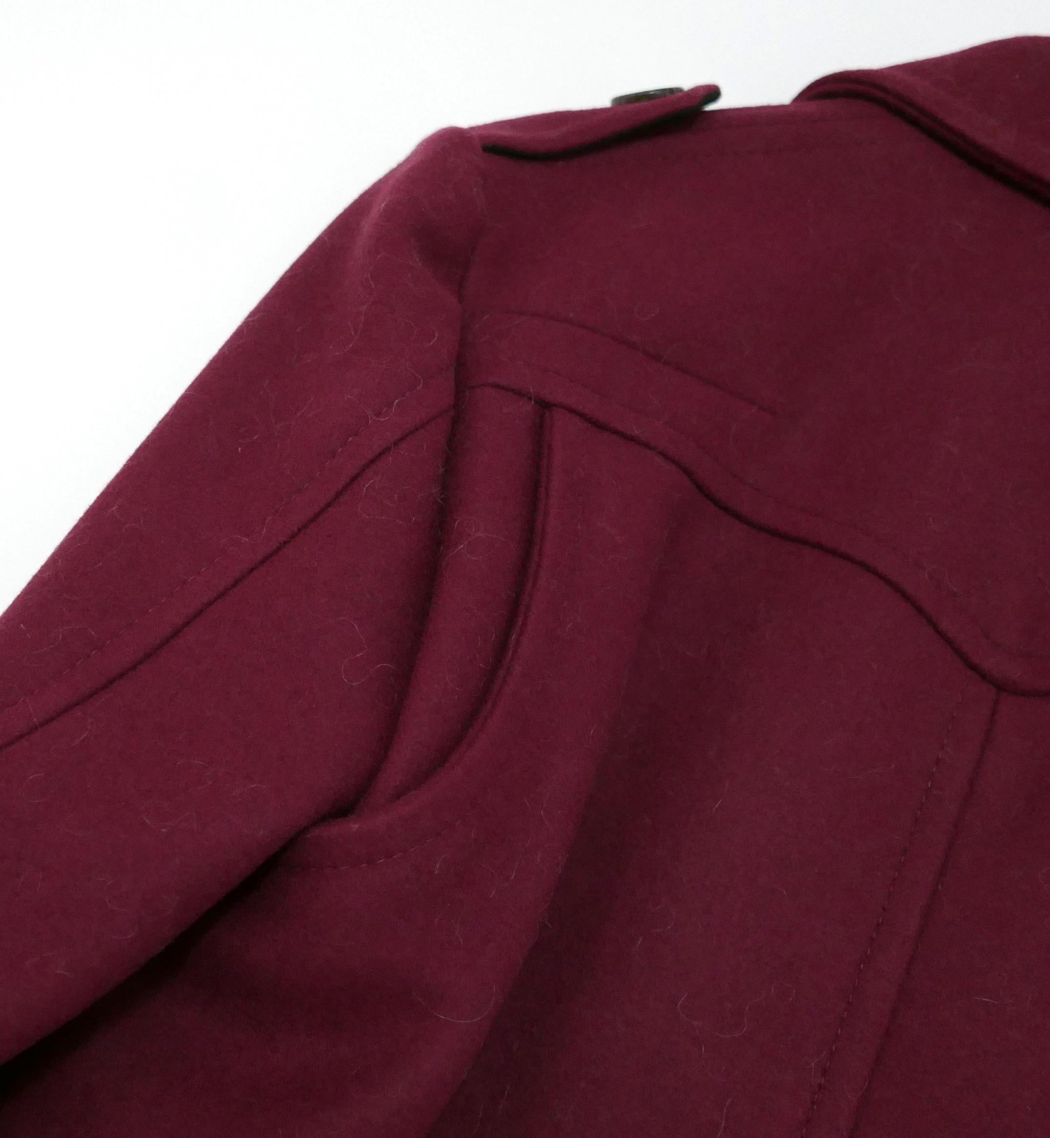 Dior Homme AW13 Burgundy Heavy Wool Coat For Sale 1