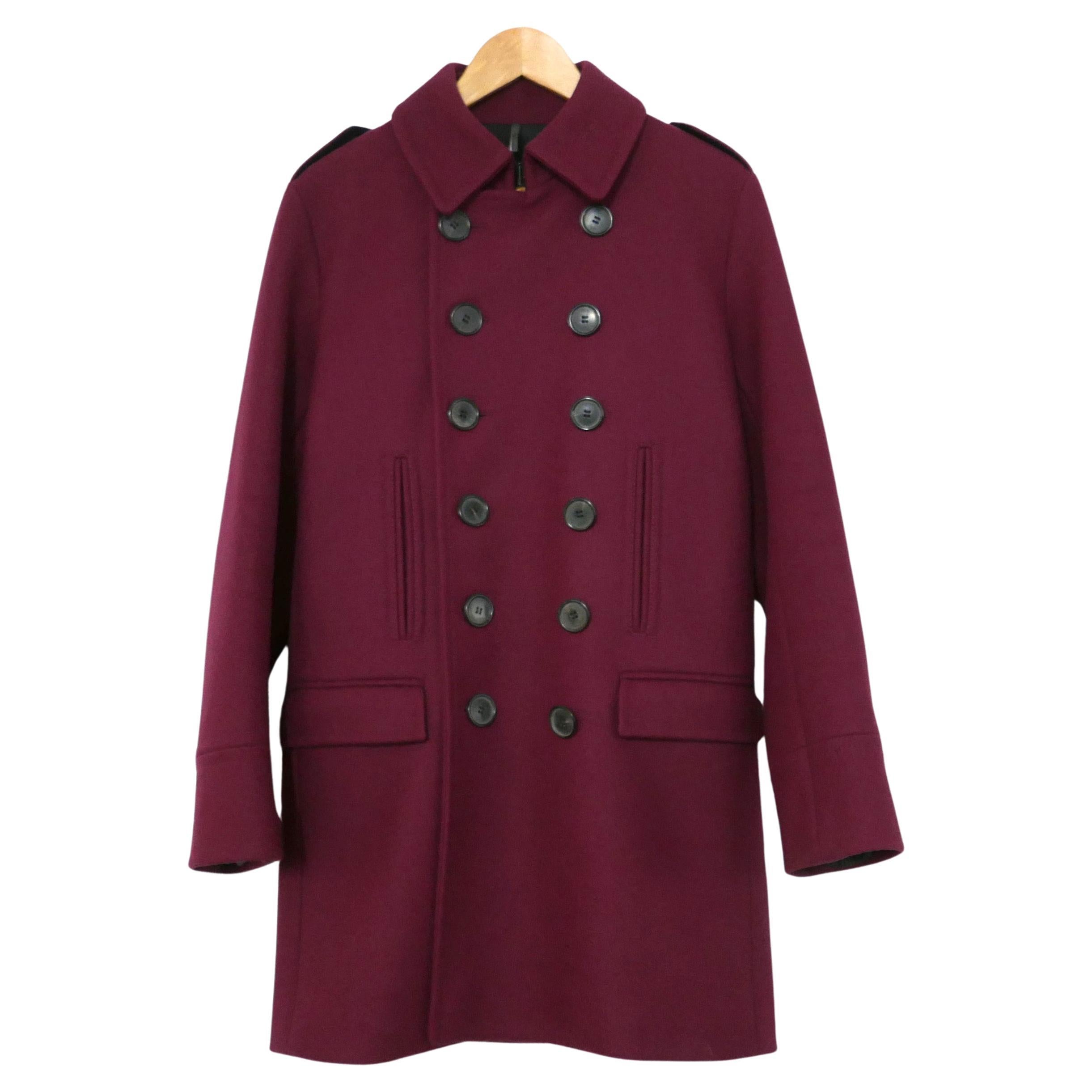 Dior Homme AW13 Burgundy Heavy Wool Coat For Sale