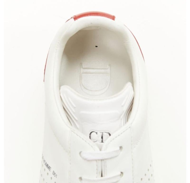 DIOR HOMME B01 white red Bee laether suede trim  trainer sneaker EU38 5