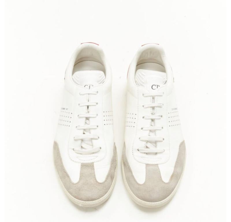 Beige DIOR HOMME B01 white red Bee laether suede trim  trainer sneaker EU38