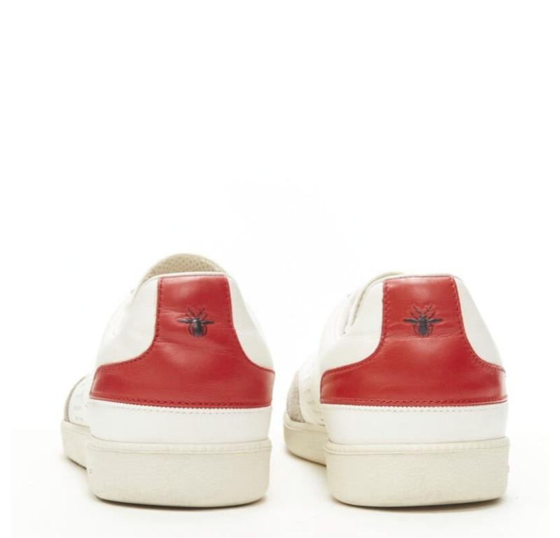 Men's DIOR HOMME B01 white red Bee laether suede trim  trainer sneaker EU38
