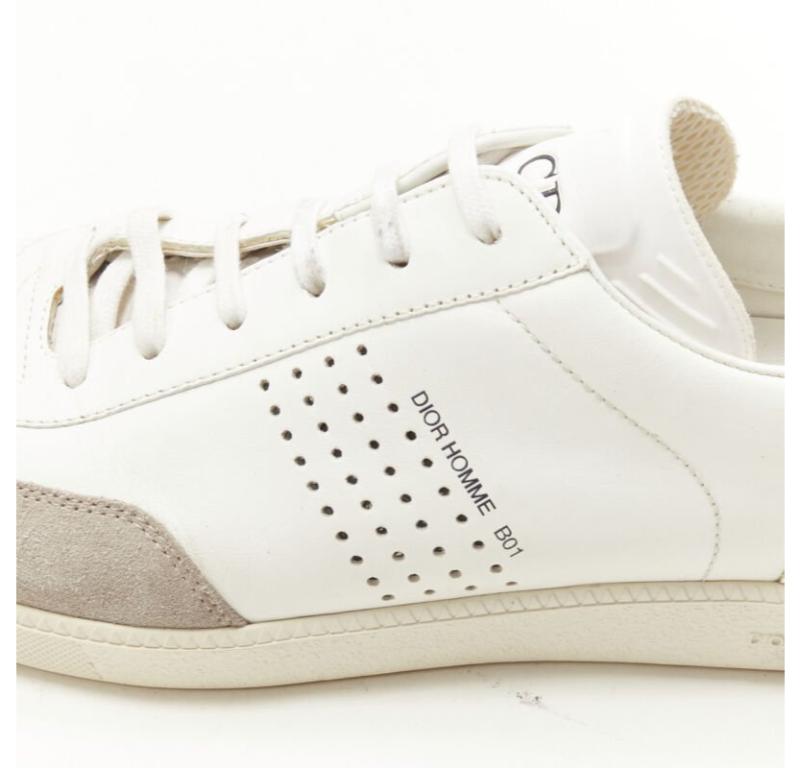 DIOR HOMME B01 white red Bee laether suede trim  trainer sneaker EU38 2