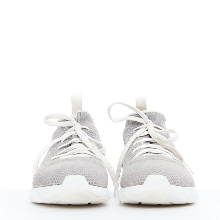 DIOR HOMME B21 Sockes grey white logo knit low top lace  display picture 3