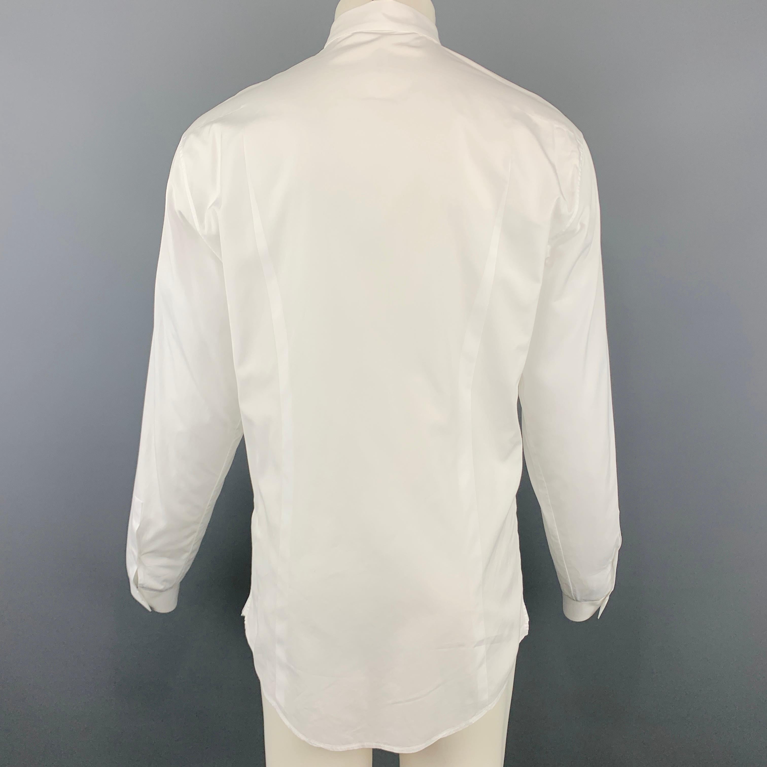 Men's DIOR HOMME Bee Size L White Cotton Hidden Buttons Long Sleeve Shirt
