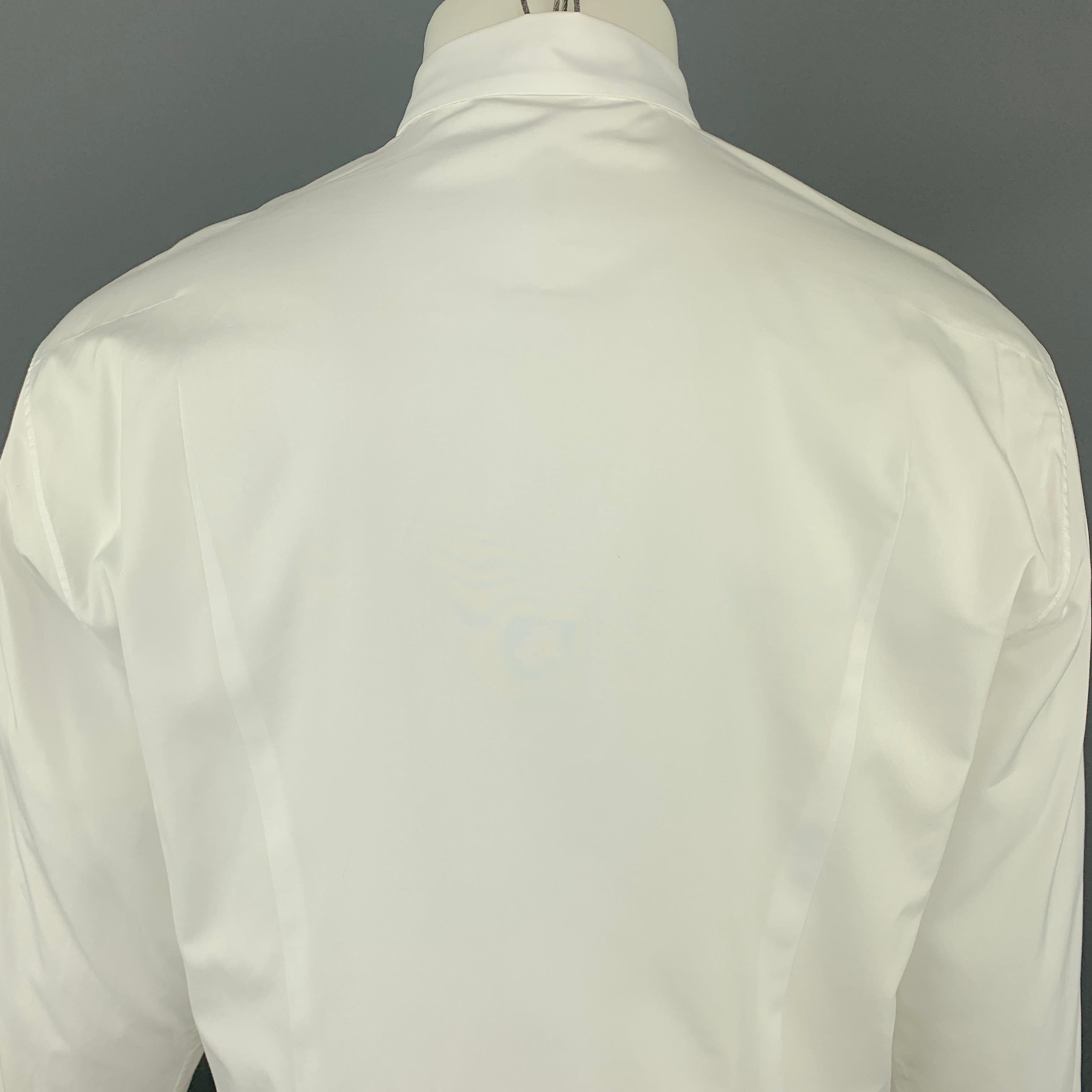 DIOR HOMME Bee Size L White Cotton Hidden Buttons Long Sleeve Shirt 1
