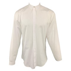 DIOR HOMME Size S White Solid Cotton Button Up Long Sleeve Shirt For ...