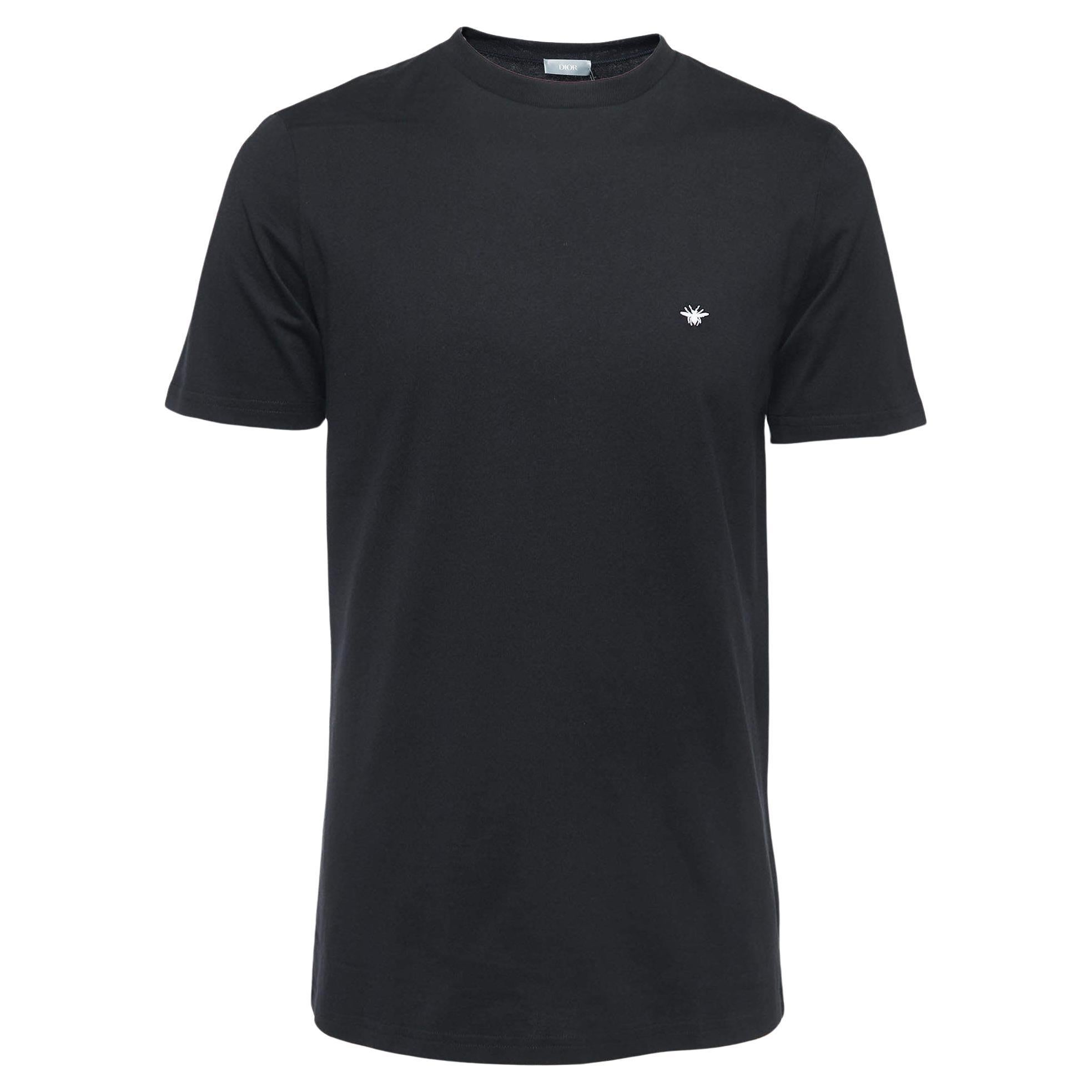 Dior Homme Black Bee Embroidered Cotton Crew Neck T-Shirt S For Sale