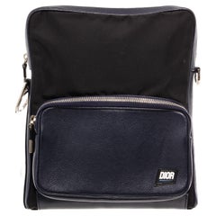Retro Dior Homme Black Blue Zipper Logo Messengers Crossbody Bag