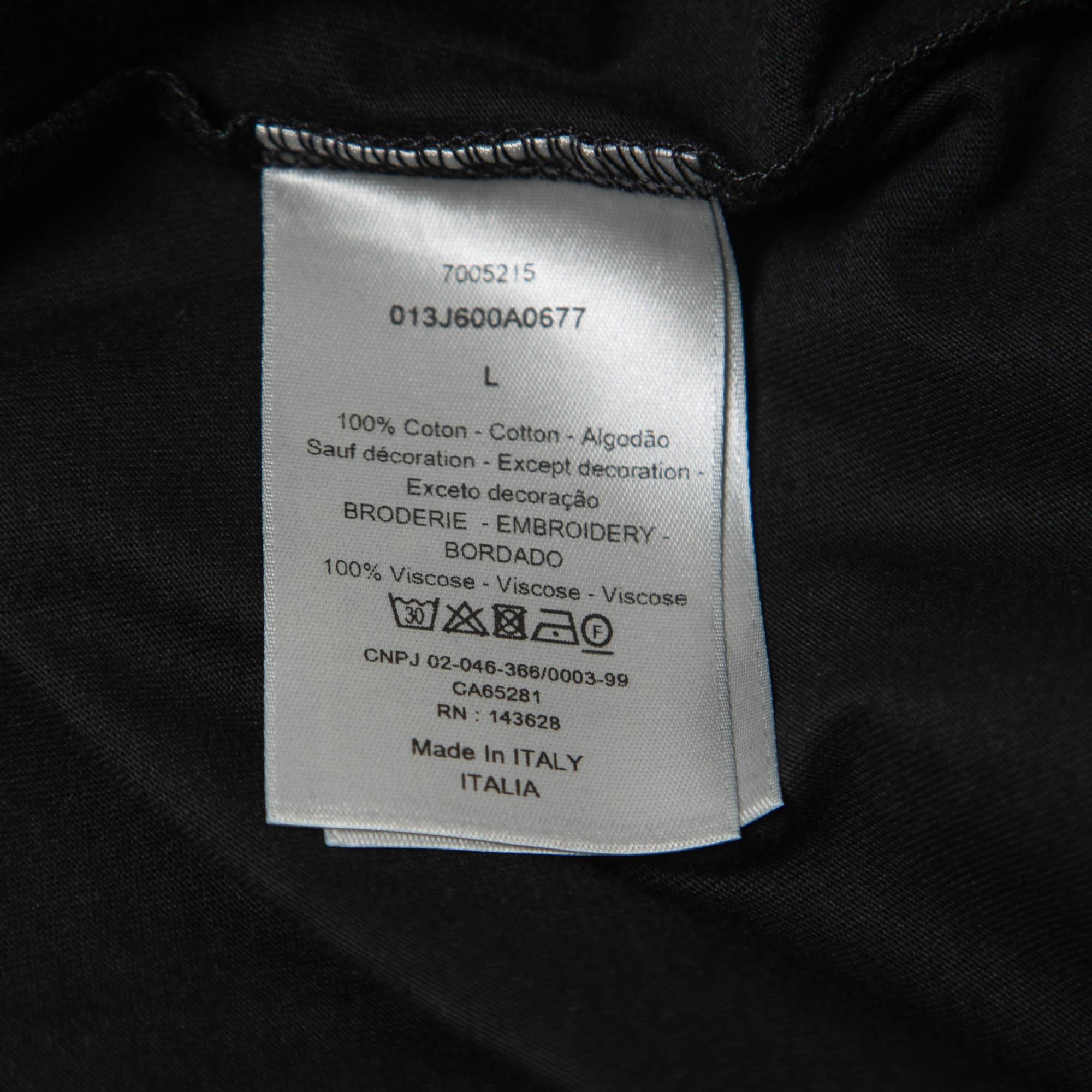 Dior Homme Black CD Icon Cotton Crew Neck T-Shirt L 1