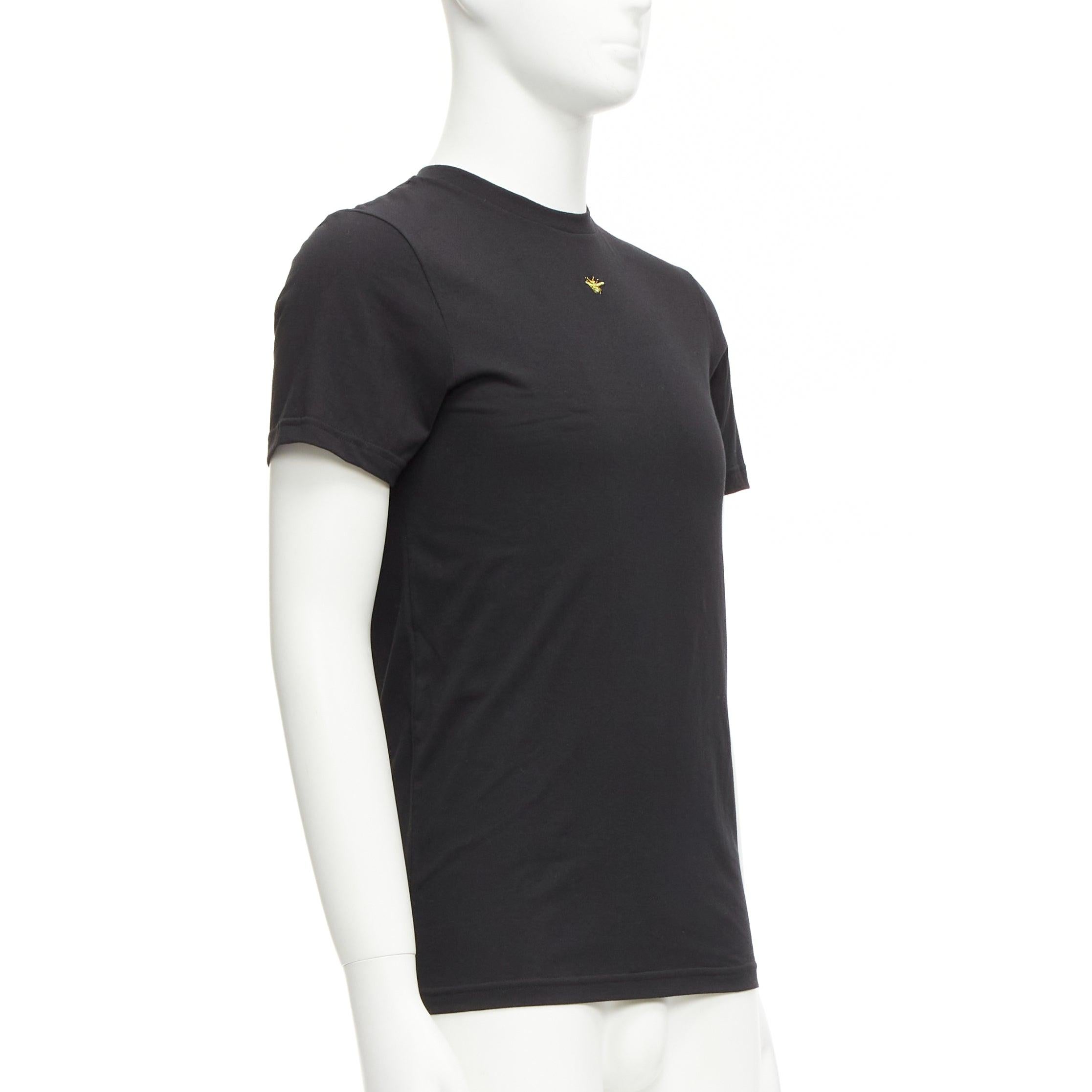 DIOR HOMME black cotton gold bee embroidered fitted tshirt XXS In Excellent Condition For Sale In Hong Kong, NT