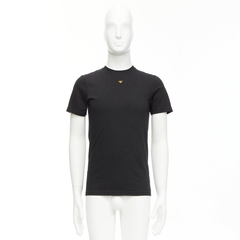 DIOR HOMME black cotton gold bee embroidered fitted tshirt XXS For