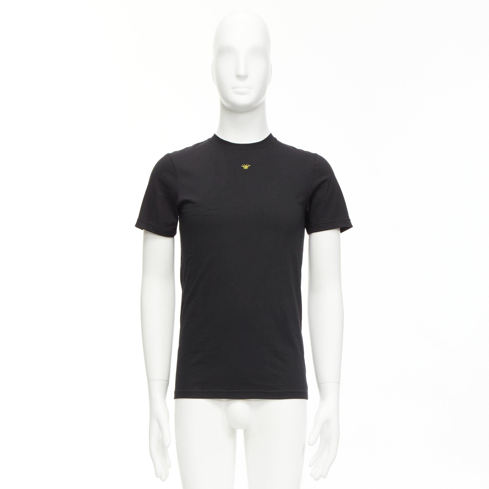DIOR HOMME black cotton gold bee embroidered fitted tshirt XXS For Sale 5