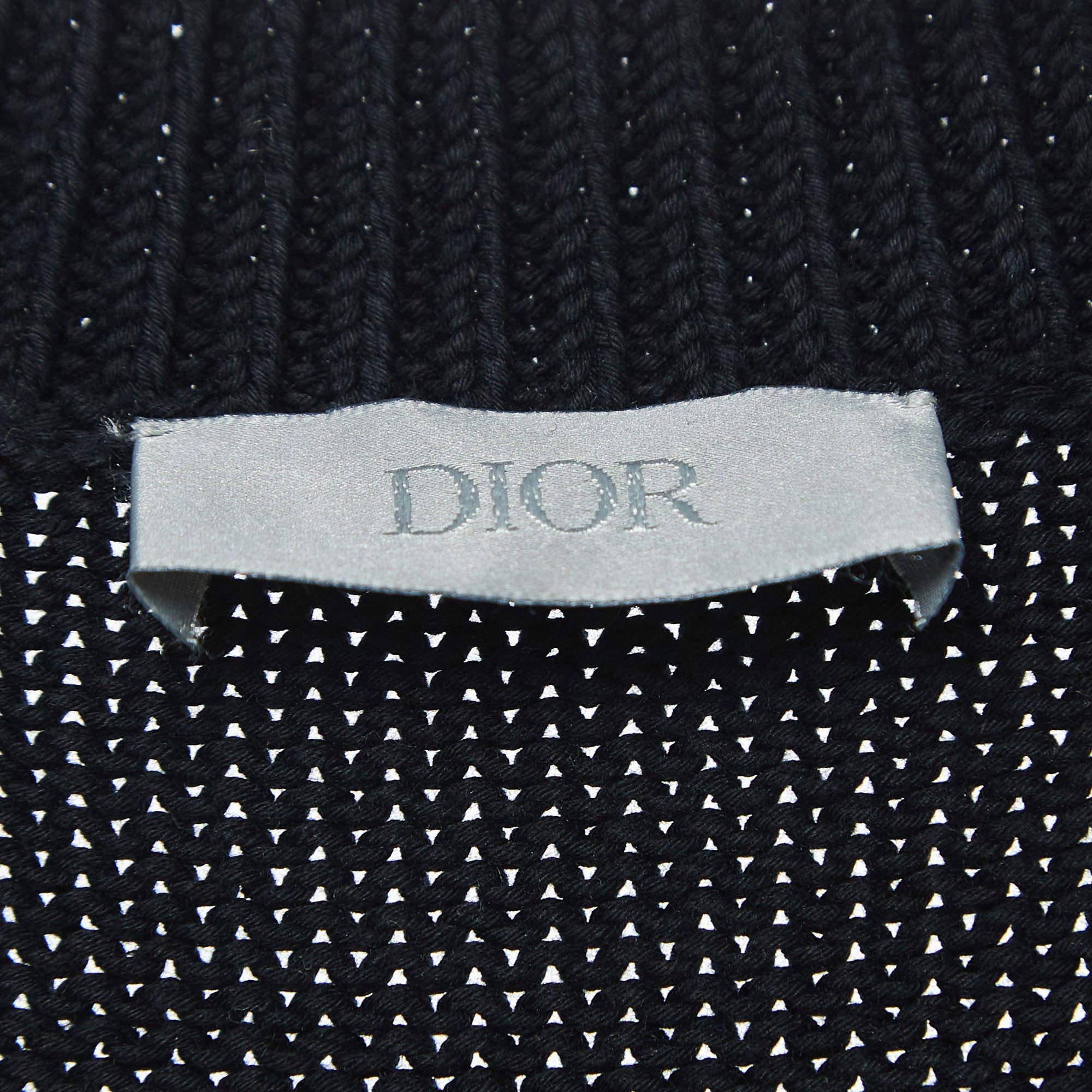 Women's Dior Homme Black Cotton Knit Applique Detail Sweater S