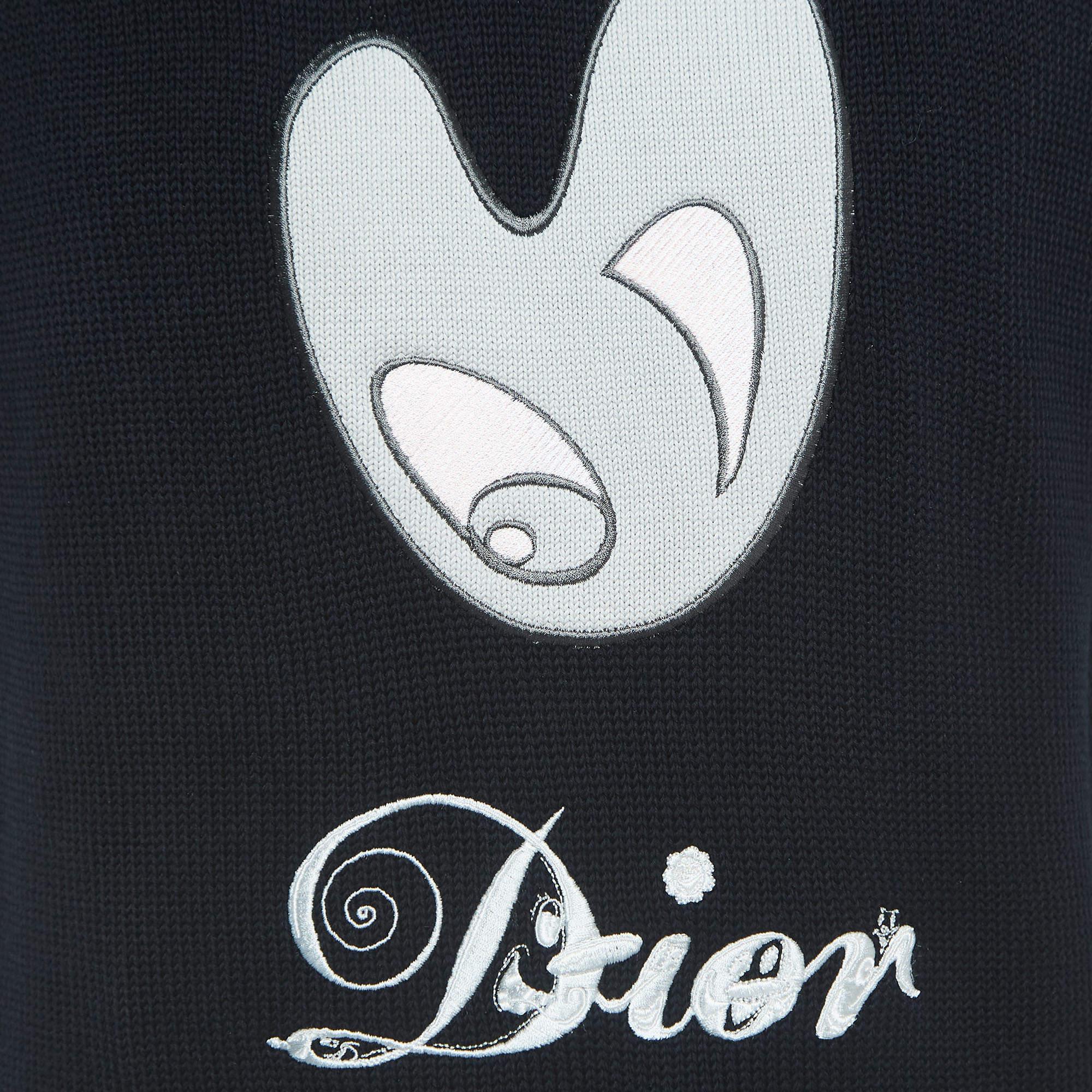 Dior Homme Black Cotton Knit Applique Detail Sweater S 1