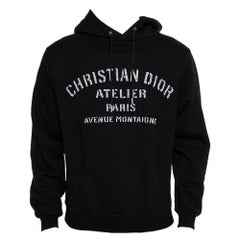 Dior Homme Sweat-shirt oversize à capuche en coton noir avec logo détaillé XS