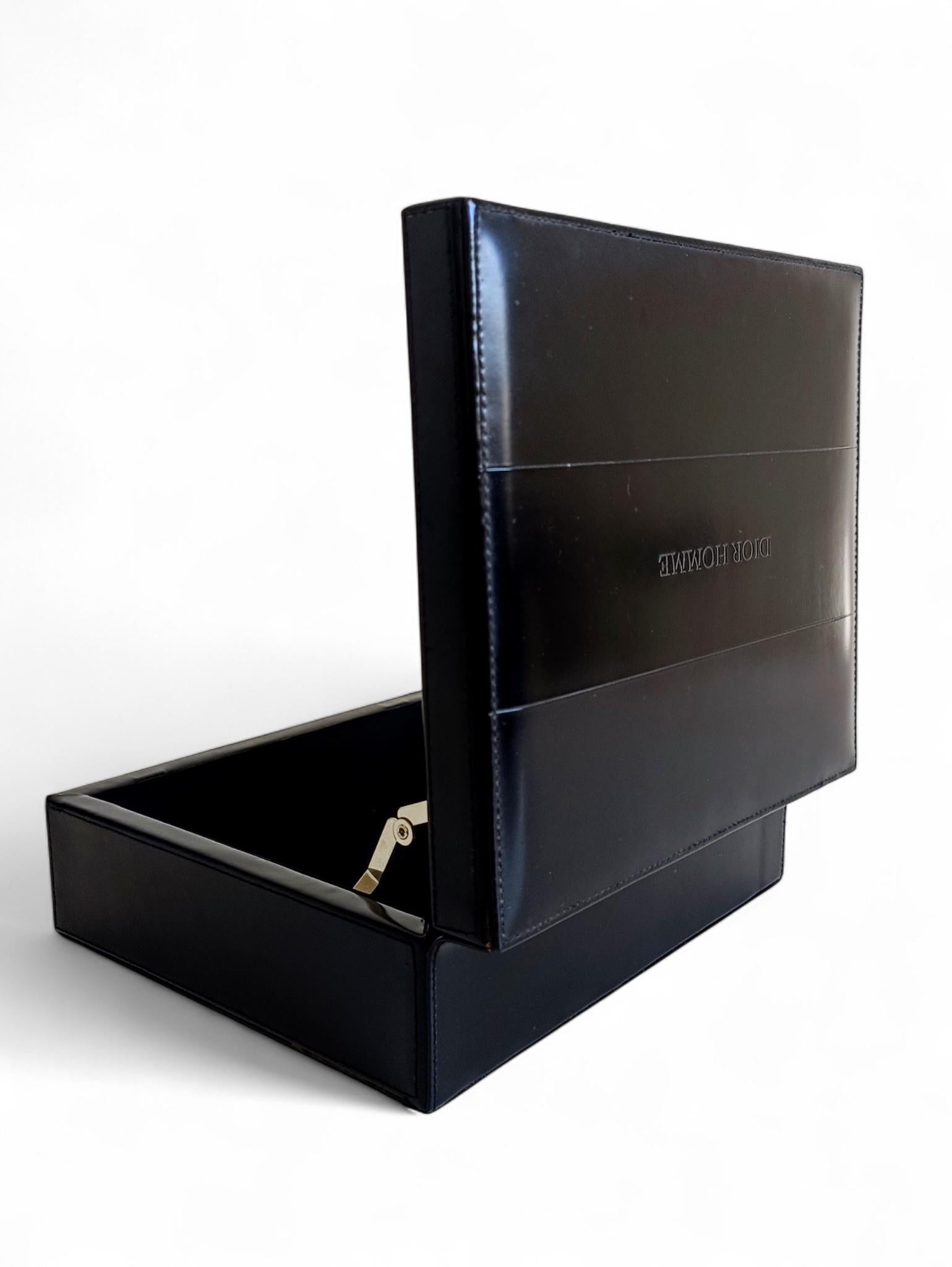 Dior Homme Schwarzes Schmuck- oder Schmuckkästchen aus feinem Leder im Angebot 1