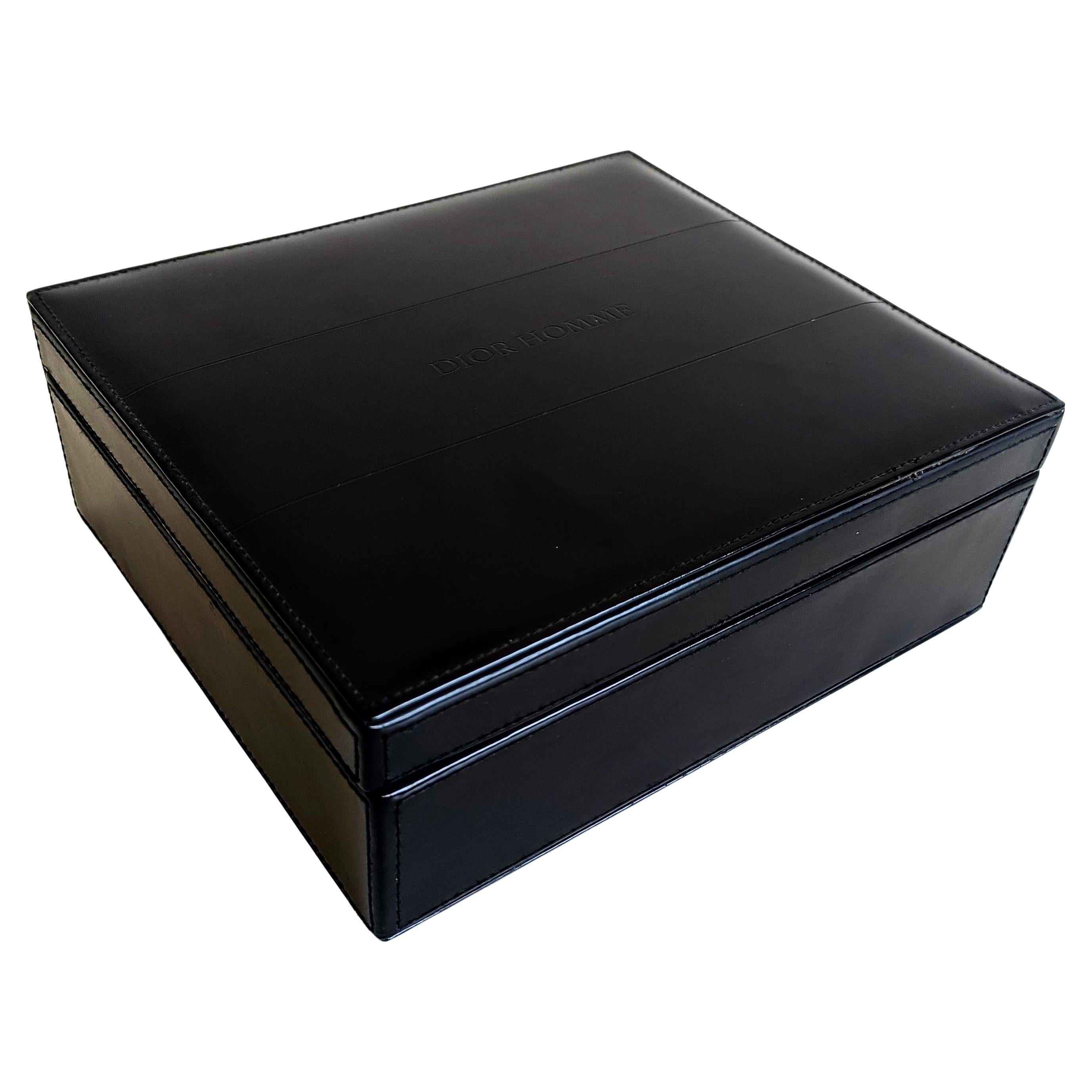 Dior Homme Black Fine Leather Jewelry or Trinket Box