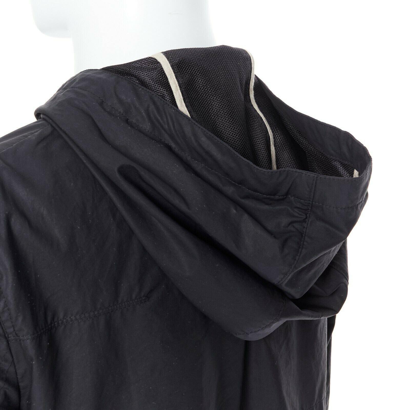 DIOR HOMME black hooded utilitarian drawstrings zipper windbreaker jacket For Sale 5