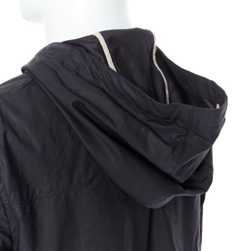 DIOR HOMME black hooded utilitarian drawstrings zipper windbreaker jacket For Sale 6